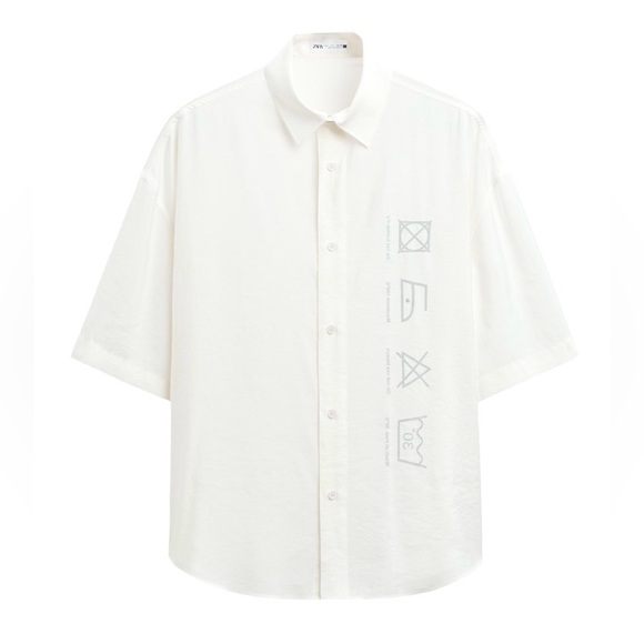 Zara Other - Zara Men's White Graphic Button Down Shirt